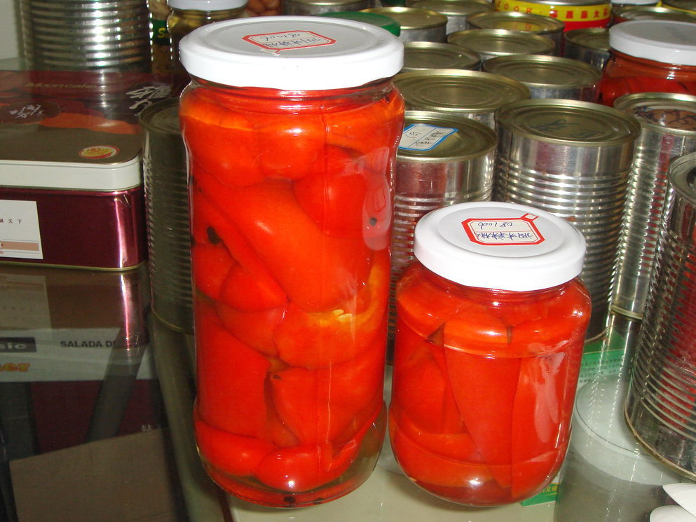 Red Pepper Halves in Jars
